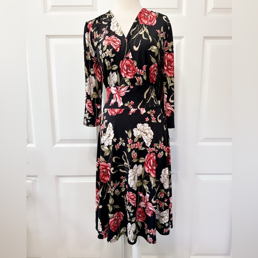 Black Pink  Floral Dress